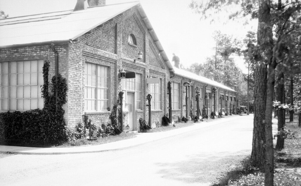 black and white image of Mariners old entrance.